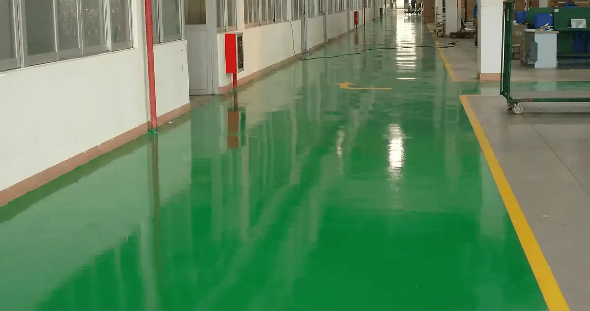 A factory floor professionally covered and marked with epoxy flooring in Cleveland, OH
