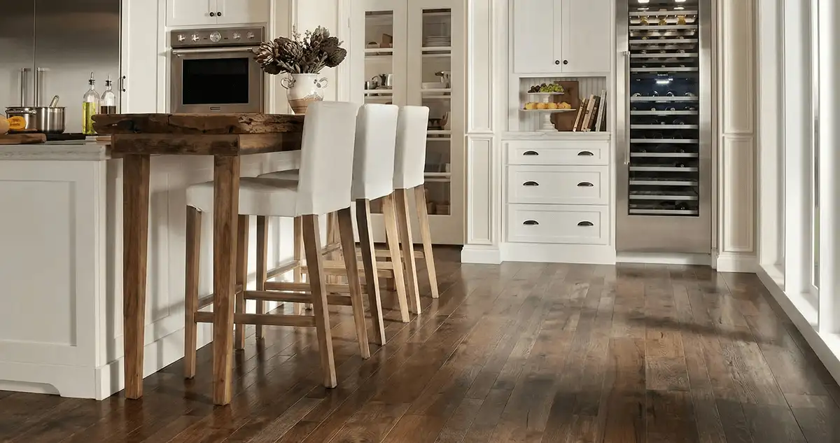 Professionally installed and refinished hardwood flooring in a residential home, showcasing smooth finish and natural wood tones in Cleveland, OH